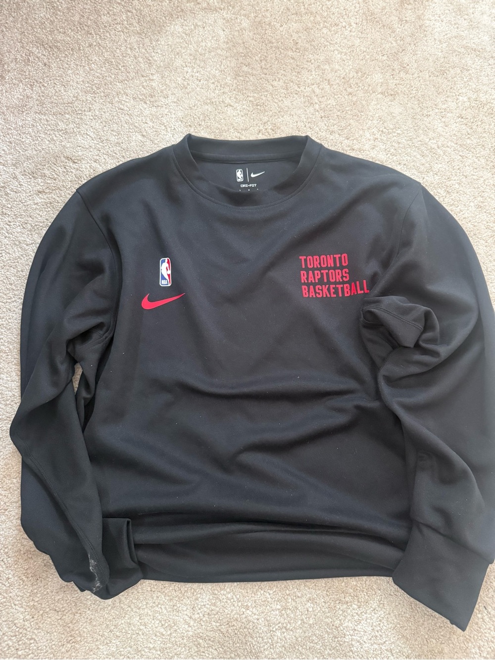 Nike Black Crewneck with Red Toronto Raptors Accents